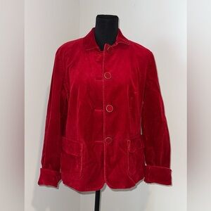 Vintage Talbots Corduroy Red and Orange Floral Lined Jacket